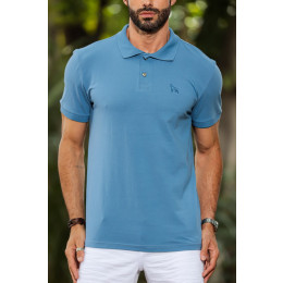 Camiseta Polo Com Elastano Atacado Masculino Revanche Dahod Azul Marinho