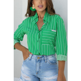 Chemise listrada com bolso atacado feminina Revanche Axixá Verde