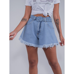 Shorts Jeans Atacado Godê Feminino Revanche Aline Azul Detalhe