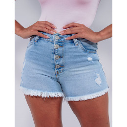 Shorts Jeans Atacado Feminino Revanche Coralina Azul Detalhe