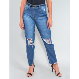 Calça Jeans Atacado Mom Feminina Revanche Camillei Azul Frente