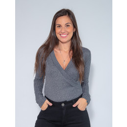 Body Atacado Transpassado Feminino Revanche Celestiel Mescla Frente