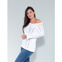 Blusa Tricot Atacado Feminina Revanche Jeanitta Off White Frente