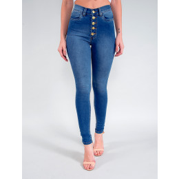 Calça Jeans Atacado Cigarrete com Cinta Feminina Revanche Fit Belt Rainier Azul Frente