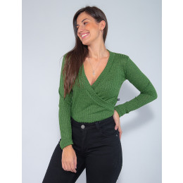 Body Atacado Transpassado Feminino Revanche Celestiel Mescla Frente