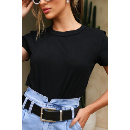 T-Shirt básica bordada atacado feminina Revanche Brezice Branco