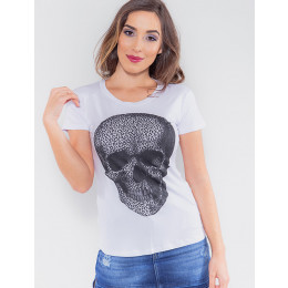 Camiseta Atacado Caveira Feminina Revanche Eslovénia Branco Frente