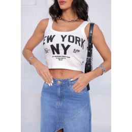 Regata cropped estampada atacado feminino Revanche Ruse Preto