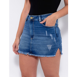 Saia Shorts Atacado Feminina Revanche Hettie Azul Frente Detalhe