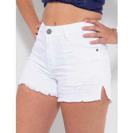 Shorts Color Atacado Feminino Revanche Germaine Branco Detalhe