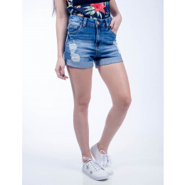  Shorts Jeans Atacado Barra Virada Feminino Revanche Iarém Frente