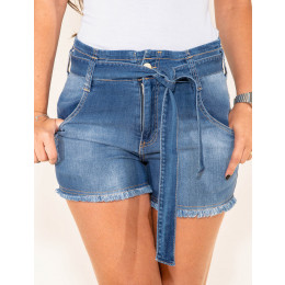 Shorts Jeans Atacado c/ Cinto-Laço Feminino Revanche Laus Frente