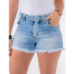 Shorts Jeans Atacado com Laço Feminino Revanche Jibuti Azul Frente