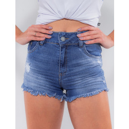 Shorts Jeans Atacado Feminino Revanche Japão Azul Frente