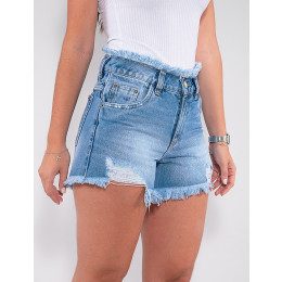 Shorts Jeans Atacado Feminino Revanche Karlotta Azul Detalhe Frente