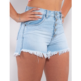 Shorts Jeans Atacado Feminino Revanche Mallorie Azul Detalhe Frente