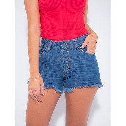 Shorts Jeans Atacado Feminino Revanche Marvella Azul Detalhe Frente
