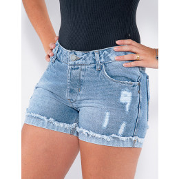 Shorts Jeans Atacado Feminino Revanche Orlina Azul Detalhe Frente