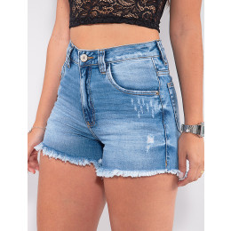 Shorts Jeans Atacado Feminino Revanche Rusti Azul Detalhe Frente
