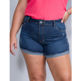 Shorts Jeans Atacado Plus Size Feminina Revanche Liz Azul Frente