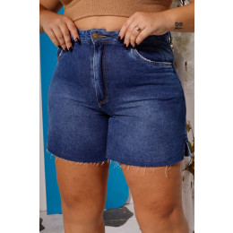 Shorts Jeans Com Barra Desfiada Curvy Atacado Feminina Revanche Kanel