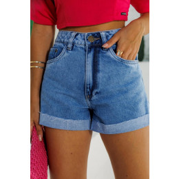 Shorts Jeans Mom Barra A Fio Atacado Feminina Revanche Terjola