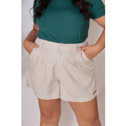 Shorts Alfaiataria Curvy Linen Blend Atacado Feminina Revanche Lúpias
