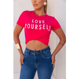 T-Shirt Estampada e Bordado De Pérolas Atacado Feminina Revanche Guaíra Branco