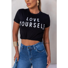 T-Shirt Estampada e Bordado De Pérolas Atacado Feminina Revanche Guaíra Branco