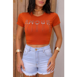 T-Shirt Bordada Com Detalhe De Corrente Atacado Feminina Revanche Itaguaí Preto