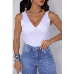 Top Corset Ribbed Atacado Feminino Revanche Malloa Preto